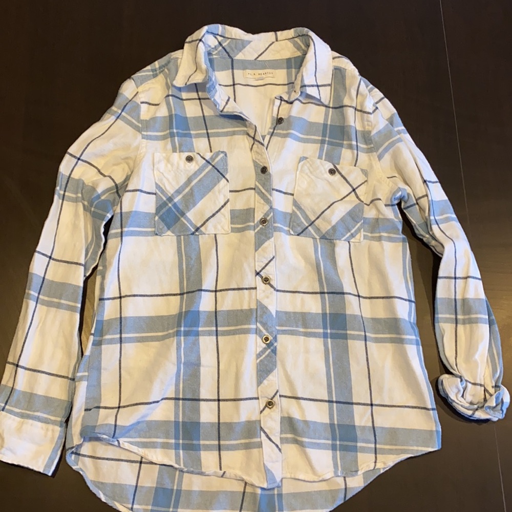 Flannel shirt plaid white/blue